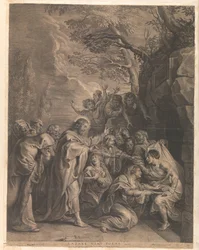 Resurrección de Lázaro Lazare, veni foras (título sobre objeto)