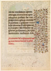 Hoja de un libro de horas: Texto verso, c. 1415
