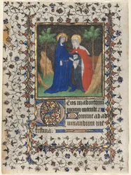 Hojas de un Libro de Horas: La Visitación y Cristo en el Juicio, c. 1415