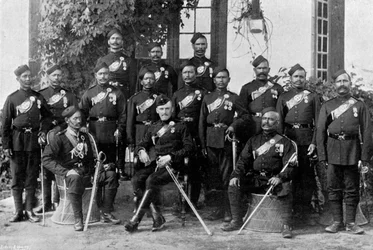 Oficiales nativos del 44º Gurkhas, ejército indio, 1896