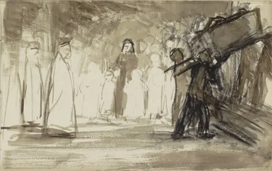 Servicio fúnebre en el que el féretro es llevado ante los asistentes