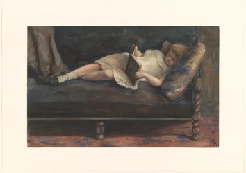 Chica lectora, tumbada en un sofá