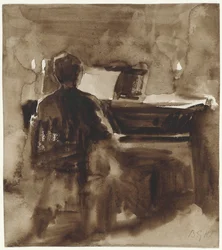 Pianista a la luz de las velas