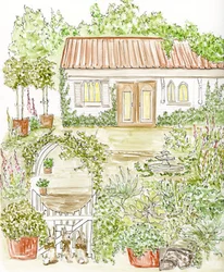 Encantador jardín de estilo rústico