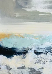Paisaje marino con horizonte dorado