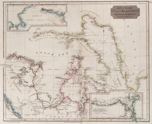 Gráfico de los descubrimientos de Ross, Parry y Franklin en el Ártico durante 1818-1827, c.1830 (grabado coloreado)