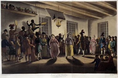 Danse, le menuet; en "Travels through Canada", por George Heriot, ed. Londres