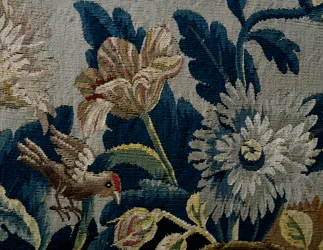Patrón floral, detalle de la tapicería de un sofá de estilo Jorge I, ca 1725, Reino Unido