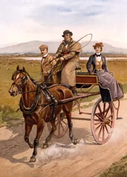 Irish Jaunting Car, c.1895 (litografía en color)