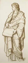 Musa de la literatura - Caricatura para vidriera, c.1890 (acuarela sobre papel)