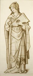 Musa de la poesía lírica - Caricatura para vidriera, c.1890 (acuarela sobre papel)