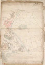 Plano de Lucknow, trazado a partir de un levantamiento realizado en 1856 por el teniente Moorsom, 52.º de infantería ligera. (Presentado por el capitán Moorsom, C.E.), hacia 1856