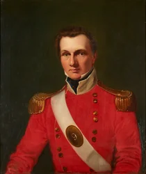 Retrato de un caballero con chaqueta militar roja (óleo sobre lienzo)