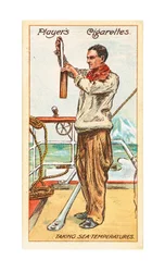 Estado Mayor Francis Drake, Secretario y Meteorólogo del Barco, Tomando la Temperatura del Mar
