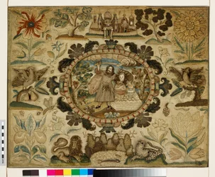 Panel textil con El Sacrificio de Isaac