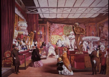 Los visitantes acuden a la Gran Exposición de 1851 para ver exposiciones de arte y ciencia