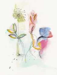 Flores en acuarela de vivos colores