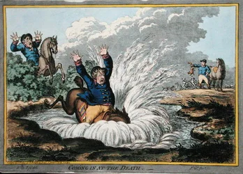 Llegando a la muerte, grabado por James Gillray (1757-1815) publicado por Hannah Humphrey en 1800