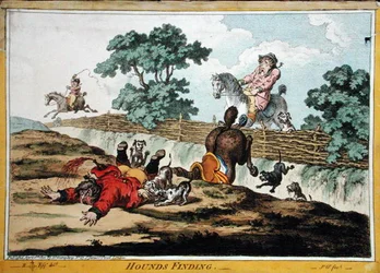 Perros encontrando, grabado por James Gillray (1756-1815) publicado por Hannah Humphrey en 1800