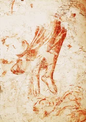 Sinopia mostrando un ángel de la muerte y un obispo ... (fresco)