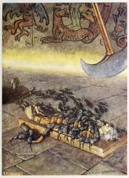 "Se arremolinaron sobre mí en montones siempre acumulados", de Selected Tales of Mystery, pub. 1909 (litografía en color)
