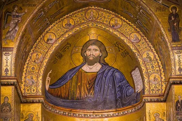 Imagen de Jesús, Catedral de Santa María Nuova, Monreale, Sicilia, Italia, Europa