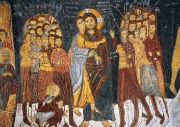 Beso de Judas, fresco bizantino (1212), Gülşehir Karşı Kilise (Iglesia de San Juan), Göreme (Lista del Patrimonio Mundial de la UNESCO)