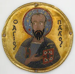 Medallón con San Pablo de un marco de icono, c.1100 (oro, plata y esmalte cloisonné)
