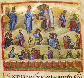 El milagro de los cinco panes y dos peces, siglo XIII