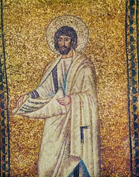 Un profeta con aureola y un pergamino, siglo VI (mosaico)