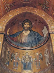 Cristo Pantocrátor y la Virgen entronizada con ángeles y apóstoles, del ábside central