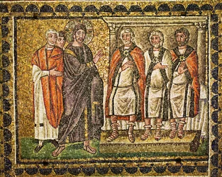 Cristo ante Caifás y los sumos sacerdotes, siglo VI (mosaico)