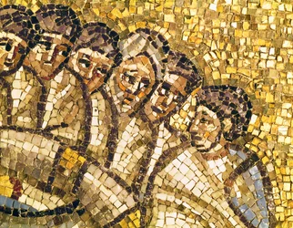 Rostros de apóstoles, detalle de "La Última Cena", siglo VI (mosaico)