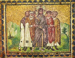 Jesús y los apóstoles, siglo VI (mosaico)