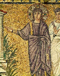 Jesús, detalle de "La resurrección de Lázaro", siglo VI (mosaico)