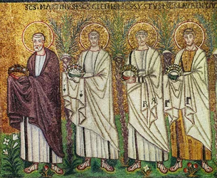 San Martín de Tours al frente de un grupo de santos mártires Mosaico, siglo VI (mosaico)