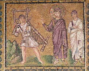 La curación del paralítico de Capernaum, escenas de la vida de Cristo