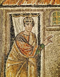 El portero, detalle de " El portero reconoce a San Pedro ", siglo VI (mosaico)