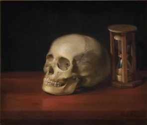 Calavera y reloj de arena