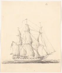 Barco de guerra a toda vela