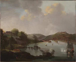 Vista de Frederikshald en Noruega