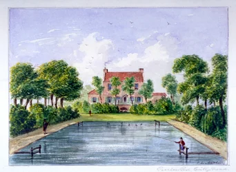 Gente pescando en Peerless Pool, City Road, Finsbury, Londres, c. 1800