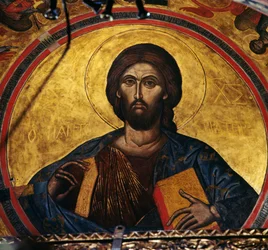 Cristo bendiciendo, fresco en la cúpula del monasterio de San Juan Teólogo (Lista del Patrimonio Mundial de la Unesco)
