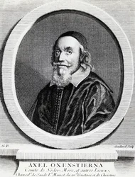 Retrato de Axel Oxenstierna Gustafsson (1583-1654), Canciller del Reino de Suecia, grabado