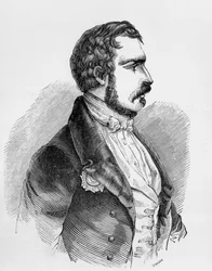 Retrato de Carlos Luis Napoleón Bonaparte, o Napoleón III (1808-1873), Presidente de la Segunda República Francesa de 1848 a 1852, y Emperador del Segundo Imperio Francés de 1852 a 1870, grabado