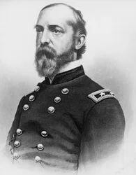 Retrato de George Gordon Meade (1815-1872), general del Ejército de los Estados Unidos e ingeniero civil que jugó un papel crítico en la Guerra Civil Americana al derrotar al Ejército Confederado en Gettysburg, grabado después de una fotografía