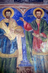Santos Cosme y Damián, Monasterio de Megalo Sotiris, isla de Symi, Grecia (foto)