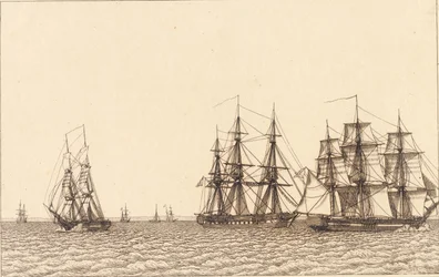 Un bergantín navegando. Ilustración para "Linearperspectiven", Tabla IXb