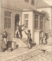 Escena callejera. Ilustración para "Linearperspectiven", Tabla VII