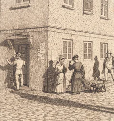 Una esquina de la calle. Ilustración para "Linearperspectiven", Tabla VII